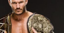 Randy Orton poses confidently, showcasing championship belts, highlighting his status in professional wrestling.