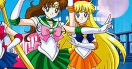 Sailor Moon y sus amigas en un colorido fondo, mostrando sus icónicos trajes de marinera. ¡Un clásico del anime!