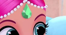 Shimmer from Shimmer and Shine, featuring her vibrant pink hair and sparkling jewels, embodies magic and adventure.