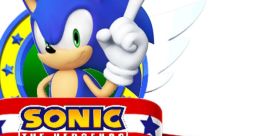 Sonic the Hedgehog character with a dynamic pose, featuring iconic logo elements and text 'ON ICE' in vibrant colors.