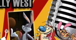 Billy West featured as Stimpy among iconic animated characters in a vibrant comic show backdrop. Fun and nostalgia unite!