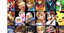 Collage of iconic Nintendo characters from Super Smash Bros Ultimate, featuring Mario, Link, Yoshi, and many more.