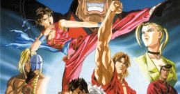 Iconic characters from Super Street Fighter 2, featuring the announcer and fighters from the classic video game series.