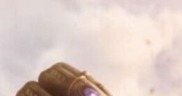 Close-up of the Infinity Gauntlet featuring blue and purple gems, associated with Thanos, the iconic Marvel villain.