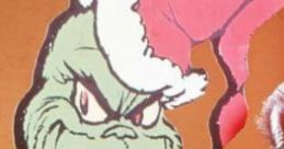 Vibrant illustration of the Grinch, voiced by Boris Karloff, with a mischievous smile and festive Santa hat.