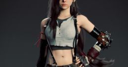 Tifa Lockheart in her iconic outfit, showcasing her powerful stance and signature accessories from Final Fantasy.