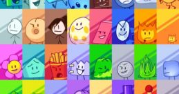 Colorful collage of characters from "Two (V3) (BFB 16, TPOT 1 & TPOT 2)," showcasing diverse personalities and designs.