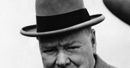 Winston Churchill in a stylish suit and hat, confidently holding a cigar, exuding charisma and leadership.