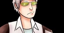 Wiz from Death Battle with silver hair, sunglasses, and a white lab coat, showcasing a serious expression.