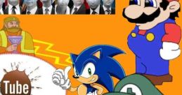 Colorful collage featuring iconic characters like Sonic and Mario, with YTP elements and humorous political references.