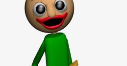 Baldi character with a ruler, wearing a green shirt and blue pants, inspired by educational games for learning.