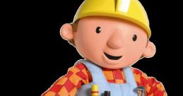 Bob the Builder character in a yellow hard hat and tool belt, ready for construction and teamwork adventures.