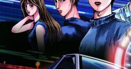 Exciting scene from Initial D Perfect Shift Online featuring iconic cars and characters racing through vibrant, neon-lit streets.