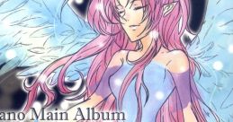 Serene character design from "Blue Angel ~*Eden*~," featuring an angelic figure with flowing pink hair and ethereal wings.