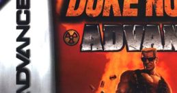 Duke Nukem Advance cover art featuring the iconic character with explosions in the background for Game Boy Advance.