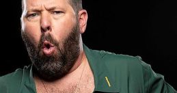 Bert Kreischer showing off his humorous personality with an expressive pose and a playful open shirt.