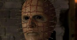 Pinhead from Hellraiser, featuring iconic pins in the face and eerie expression, exemplifies horror and fear.