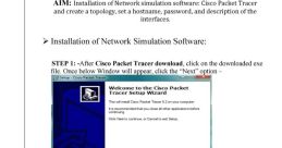 Step-by-step guide for installing Cisco Packet Tracer software, setting up network topology and configurations.