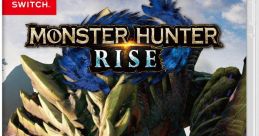 Cover art for Monster Hunter Rise featuring fierce monsters and hunters in an epic battle on Nintendo Switch.