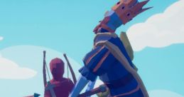 Epic battle scene in Totally Accurate Battle Simulator, featuring a king character in a whimsical combat setting.