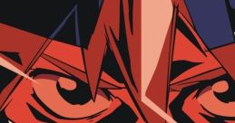 Gurren Lagann character with a striking red mask, showcasing a confident smirk and intense gaze, embodying courage and determination.