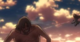 Eren Yeager faces a colossal Titan in a dramatic showdown, embodying tension and defiance in Attack on Titan.