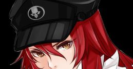 Zentreya character portrait featuring red-haired woman in a black military cap and stylish outfit with white accents.