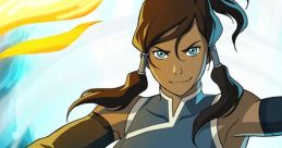 Korra from Avatar: The Legend of Korra, showcasing her elemental bending skills with determination and strength.