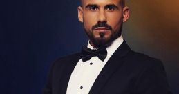 Stylish man in a tuxedo with a bow tie, exuding confidence and elegance, perfect for formal occasions.