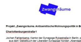 Liberale Synagoge Norden Projekt "Zwangsräume. Antisemitische Wohnungspolitik in Berlin 1939-1945". Jochen Fahlenkamp, Kantor