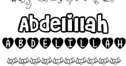 Stylish name designs for "Abdelillah," featuring multiple font styles and decorative elements for creative use.