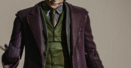 Detailed figure of The Joker (Heath Ledger) in a purple coat, green vest, holding a gun, capturing the character's menacing style.