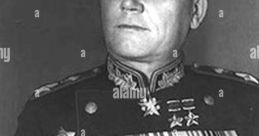 Soviet military leader in formal uniform adorned with medals and decorations, highlighting achievements of Ivan S.