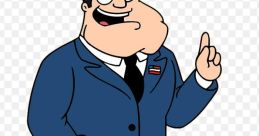 Stan Smith from American Dad, depicted in a suit, confidently gesturing with a smile, showcasing his charismatic personality.