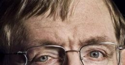 Stephen Hawking, renowned physicist, in a close-up portrait showcasing his unique expression and iconic glasses.