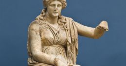 Ancient statue of Rhea, seated and adorned, showcasing classic Greek artistry and cultural significance.