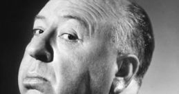 Classic portrait of Alfred Hitchcock, renowned filmmaker known for his suspenseful direction and iconic thriller films.