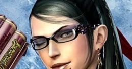 Bayonetta, stylish witch with glasses, showcasing her iconic hairstyle and accessories, exuding confidence and power.