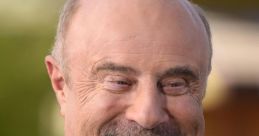 Dr. Phil McGraw smiling confidently, wearing a suit with a patterned tie, exuding charisma and warmth in a relaxed setting.