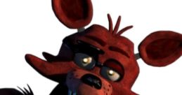 Foxy, the animated character from Five Nights at Freddy's, with a fierce expression and jagged teeth.