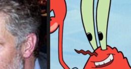 Bob Joles voicing Mr. Krabs, the iconic money-loving crab from SpongeBob SquarePants, alongside his character design.