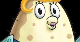 Mrs. Puff, the beloved animated character, wearing a blue and red dress with a cheerful expression, from SpongeBob SquarePants.