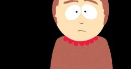 Sharon Marsh from South Park, depicted with a worried expression, wearing a brown sweater with red trim and blue pants.