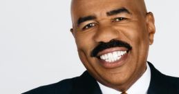 Smiling Steve Harvey in a dark suit with an orange tie, exuding charm and confidence for his fans and followers.