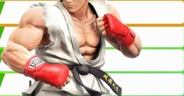 Ryu from Street Fighter wearing a gi, showcasing a determined fighting stance with red boxing gloves and a headband.