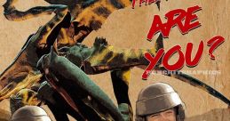 Starship Troopers propaganda featuring soldiers urging enlistment in the Mobile Infantry against alien threats.