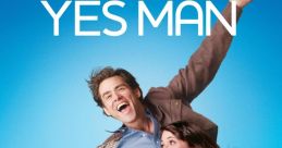 Joyful scene from "Yes Man" featuring a man and woman on a scooter, embracing spontaneity and adventure against a blue sky.