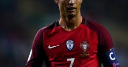 Cristiano Ronaldo in Portugal's national team jersey, showcasing leadership on the field during a match.