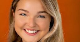 Cheerful portrait of Olivia Goodman with a bright smile, wearing a green top against a vibrant orange background.