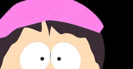 Wendy Testaburger from South Park in a pink hat and purple coat, showcasing her iconic cartoon style and expression.